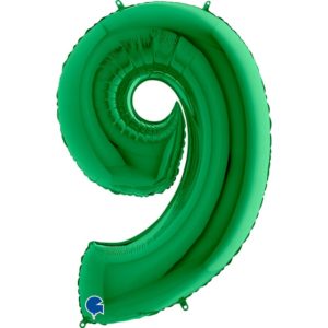 Фольгированный шар для оформления праздника «Цифра 9», зеленая 102 см