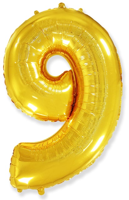 Фольгированный шар для оформления праздника «Цифра 9», золото 102 см