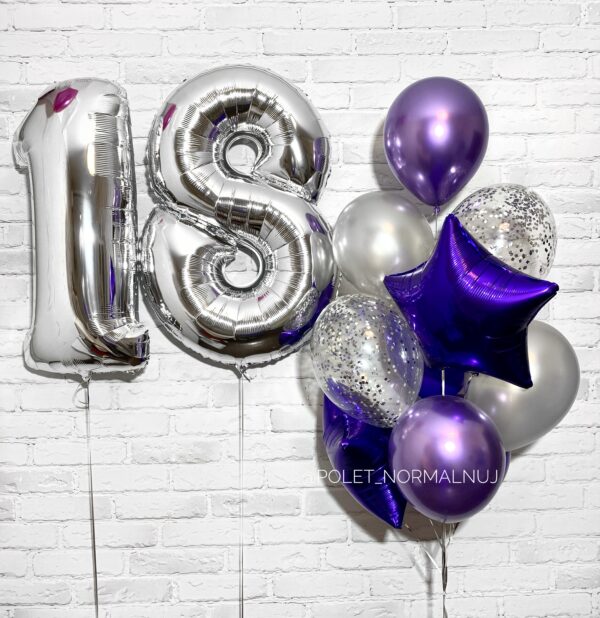 Набор шаров с гелием на день рождения «Феерия фиолетового»
