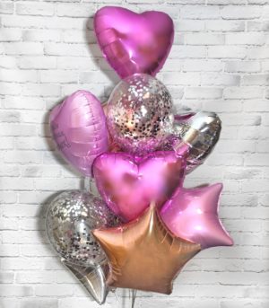Композиция из воздушных шариков для девушек «Нежные сердечки»