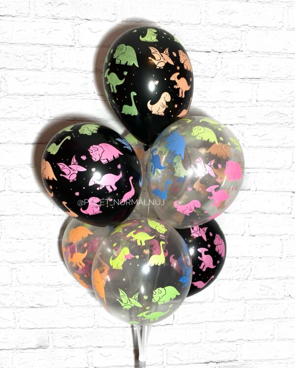 Букет из воздушных шаров с рисунком «Динозаврики», ассорти, 30 штук