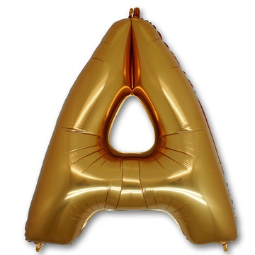 Гелевый шар для оформления праздника «Буква А», золотой 102 см