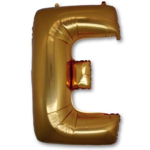 Гелевый шарик для оформления праздника «Буква E», золотой 102 см