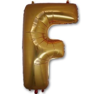 Гелевый шар для оформления праздника «Буква F», золотой 102 см