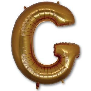 Гелевый шар для оформления праздника «Буква G», золотой 102 см