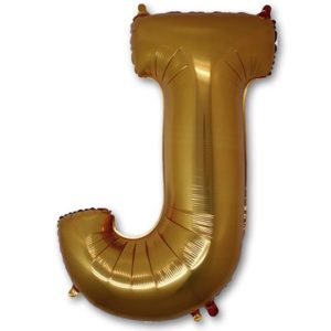 Шар с гелием для оформления праздника «Буква J», золотой 102 см