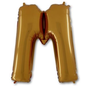 Шарик с гелием для оформления праздника «Буква М», золотой 102 см