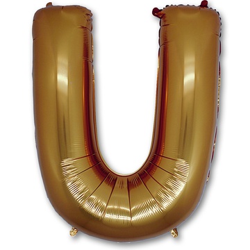 Шарик, надутый гелием, для оформления праздника «Буква U», золото 102 см