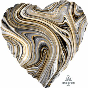 Шарик, надутый гелием, «Сердце», черный мрамор 46 см