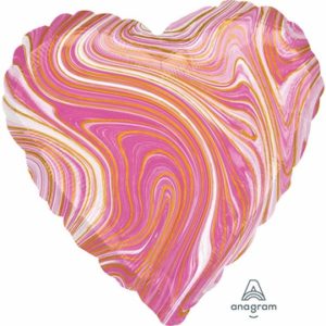 Шар, надутый гелием, «Сердце», розовый мрамор 46 см