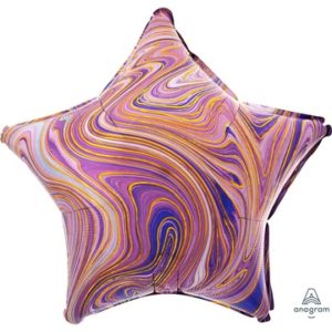 Фольгированный шар для оформления праздника «Звезда», фиолетовый мрамор 46 см