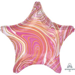 Фольгированный шарик для оформления праздника «Звезда», розовый мрамор 46 см