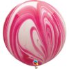 Мраморный круглый шарик на праздник «Агат», красно-белый 76 см