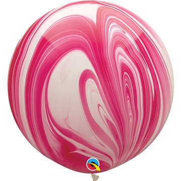 Мраморный круглый шарик на праздник «Агат», красно-белый 76 см