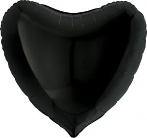 Фольгированное сердце, черное 91 см