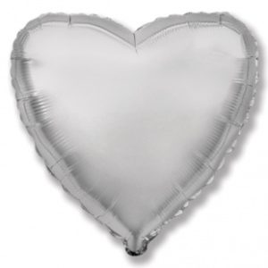 Фольгированный шарик в виде сердца, серебро 91 см