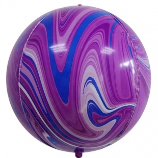 Круглый шар для украшения праздника «Сфера», фиолетово-синий мрамор 48 см