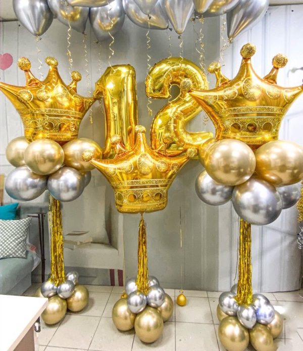 Готовое решение для оформления шарами дня рождения 12 лет – «Королевский бал»