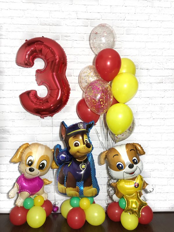 Набор воздушных шаров и фольгированных фигур на день рождения детям 3 года – «Щенячий патруль»