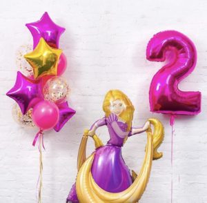 Набор из воздушных шариков и фольгированной фигуры на день рождения девочки «Рапунцель»
