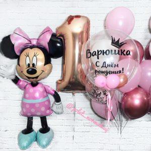 Набор шаров на день рождения девочки 1 год – «В гостях у Минни»