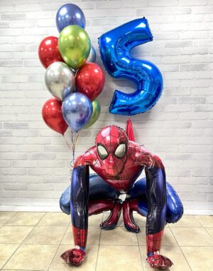Воздушные шары и фольгированная фигура на день рождения «Фантастический человек-паук»