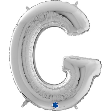 Гелевый шар для оформления праздника «Буква G», серебро 66 см