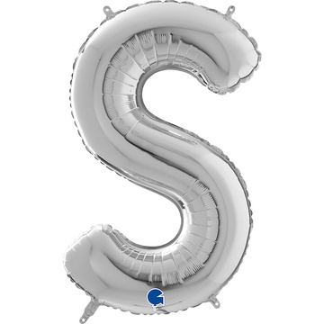 Шар, надутый гелием, для оформления праздника «Буква S», серебро 66 см