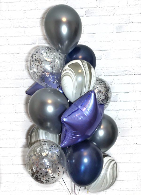 Букет из воздушных шаров на праздник «Синий мрамор»