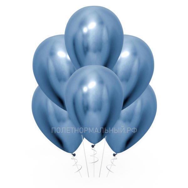Воздушный шарик, надутый гелием «Хром Синий» 35 см