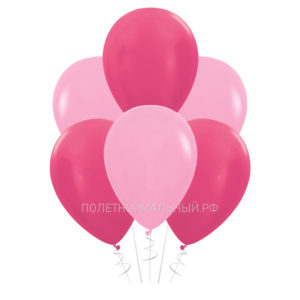 Гелиевые надувные шарики 10шт на праздник «Фуксия и розовый» 35 см