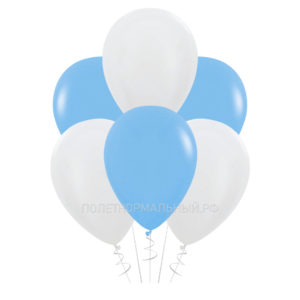 Латексные шарики 10шт под потолок «Белый и голубой» 35см