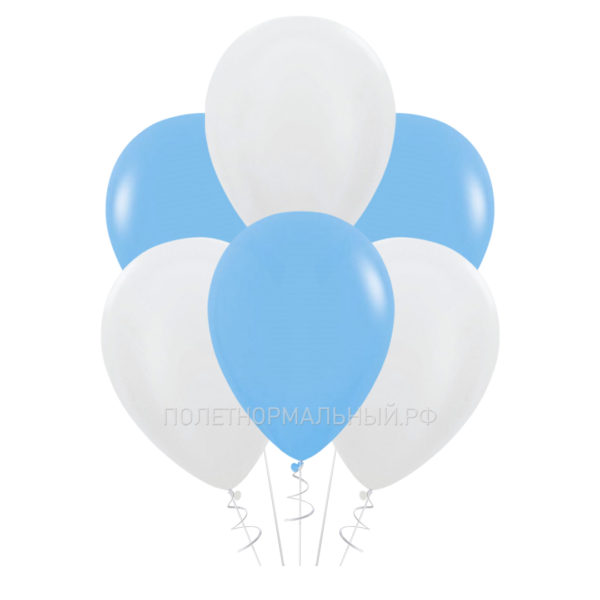 Воздушные шары “Белый и голубой” 35см