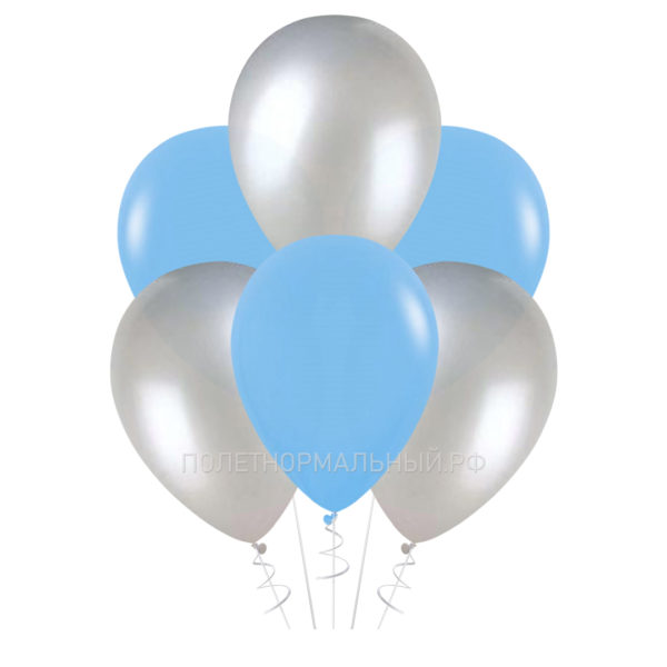 Воздушные шары “Голубой и серебро металлик” 35см