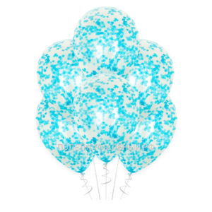 Прозрачный шар для украшения праздника «С конфетти голубой» 35 см