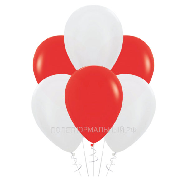Воздушные шарики 10шт  под потолок «Красный и белый» 35 см