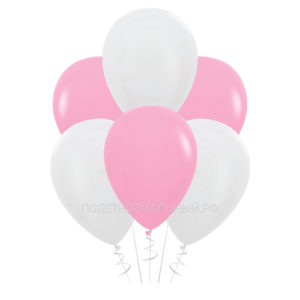 Воздушные шары для оформления праздника «Розовый и белый» 35 см