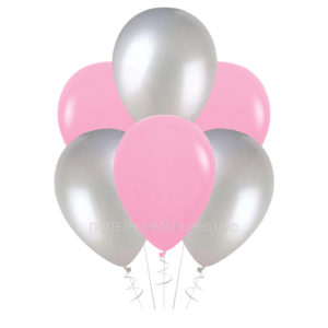 Воздушные шары “Розовый и серебро металлик” 35см