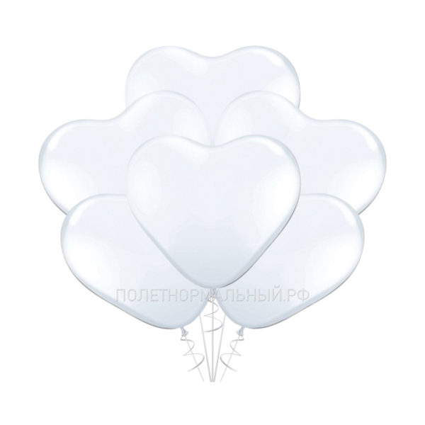 Гелиевый шар для ребенка и взрослого на праздник «Сердце белое» 30 см