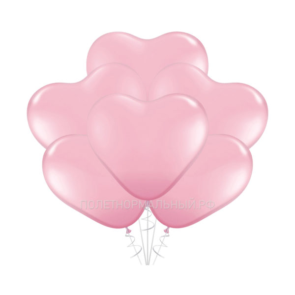 Шар, надутый гелием на праздник «Сердце» розовые