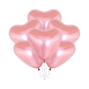 Воздушный шар для взрослых и детей «Сердце хром розовый Flamingo» 30 см