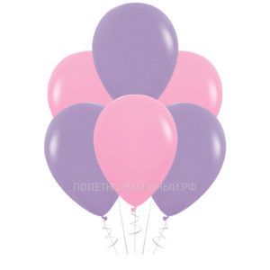 Воздушные шары 10 шт под потолок для украшения праздника «Сиреневый и розовый» 35 см