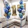 Две связки шаров и шар-цифра на день рождения 1 годик «Хромовое годовасие»
