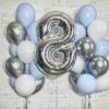 Композиция из воздушных шаров на день рождения 8 лет – «Небесный голубой»