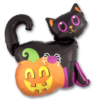 Фольгированная фигура «Черная кошка» для оформления помещения на Хэллоуин
