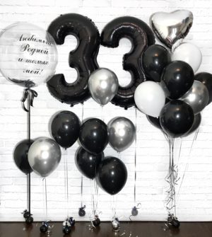 Оформление шарами на день рождения 33 года – «Монохромная вечеринка»