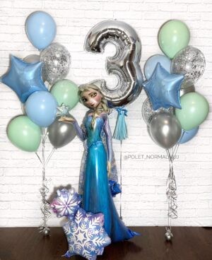 Набор шаров и фольгированная фигура на день рождения девочки 3 года – «Прекрасная Эльза»