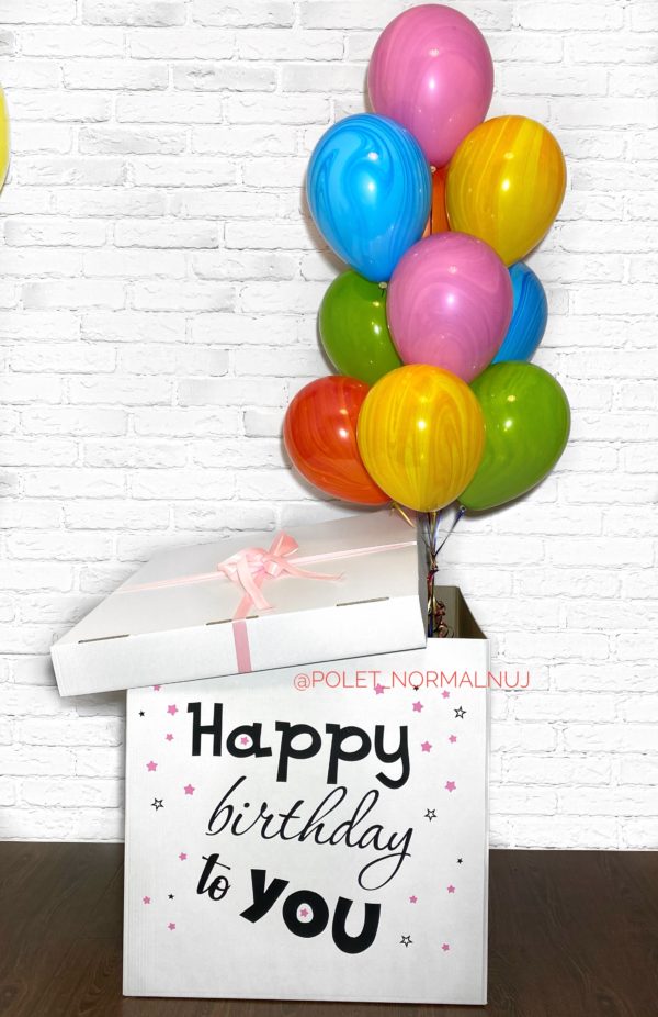 Коробка с шарами на день рождения «Веселые карамельки»