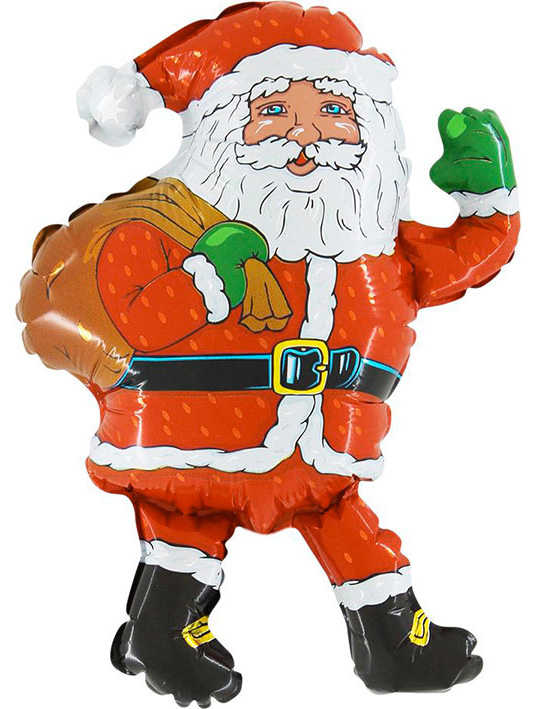Фольгированная фигура на новогодний праздник «Дед Мороз с мешком»
