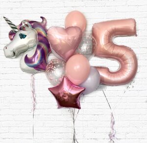 Букет шариков на день рождения девочки 5 лет – «Сиреневый единорог L»